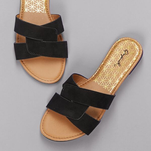

Interlock Open Toe Slide Sandals, Black