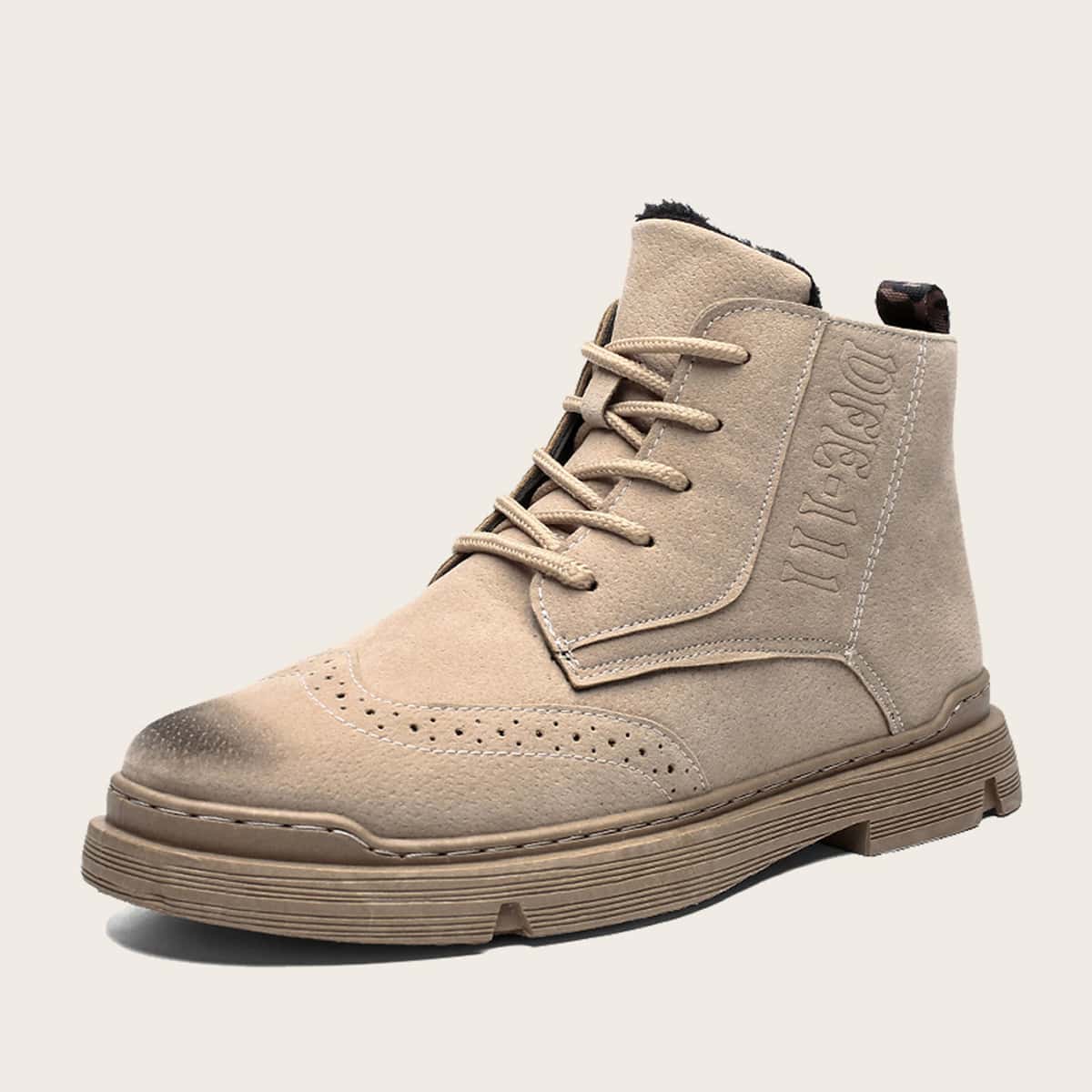 

Guys Letter Pattern Lace-up Front Boots, Khaki