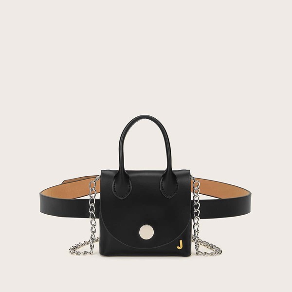 

Mini Fanny Pack With Chain Strap, Black