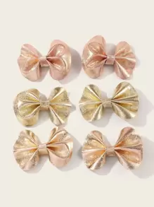 6 Piezas/set Clips Para El Cabello Con Lazo Para Niñas - Multicolor - Ver 1