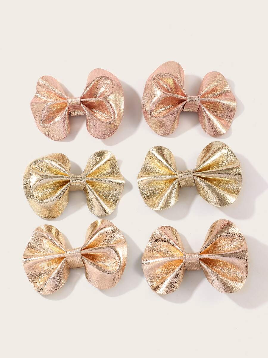 6 Piezas/set Clips Para El Cabello Con Lazo Para Niñas - Multicolor - Ver 1
