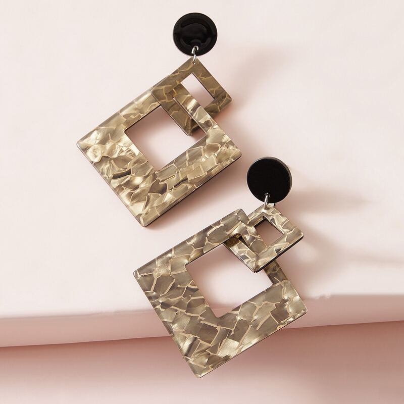 

1pair Geometric Link Drop Earrings, Multicolor