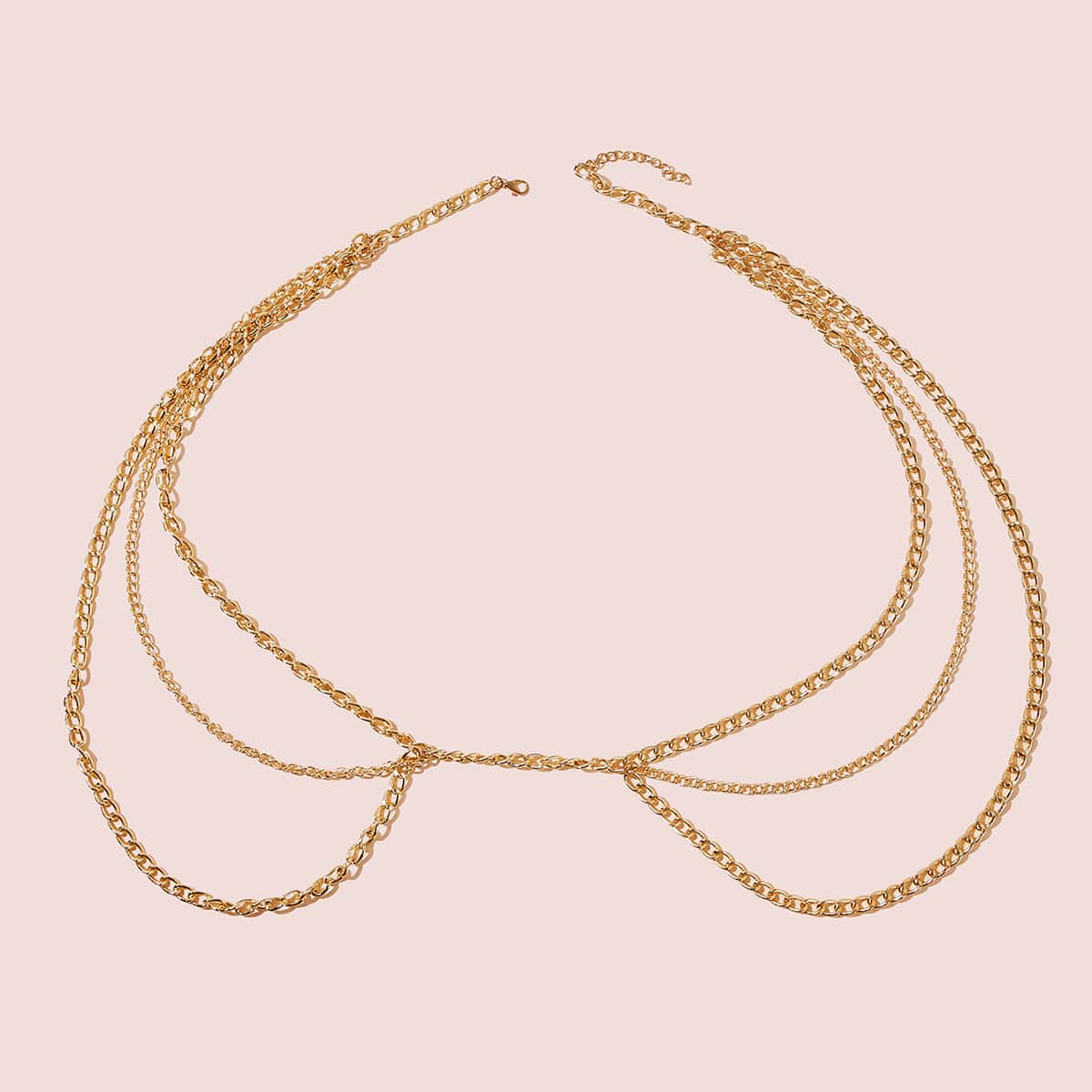 

1pc Simple Layered Waist Chain, Gold