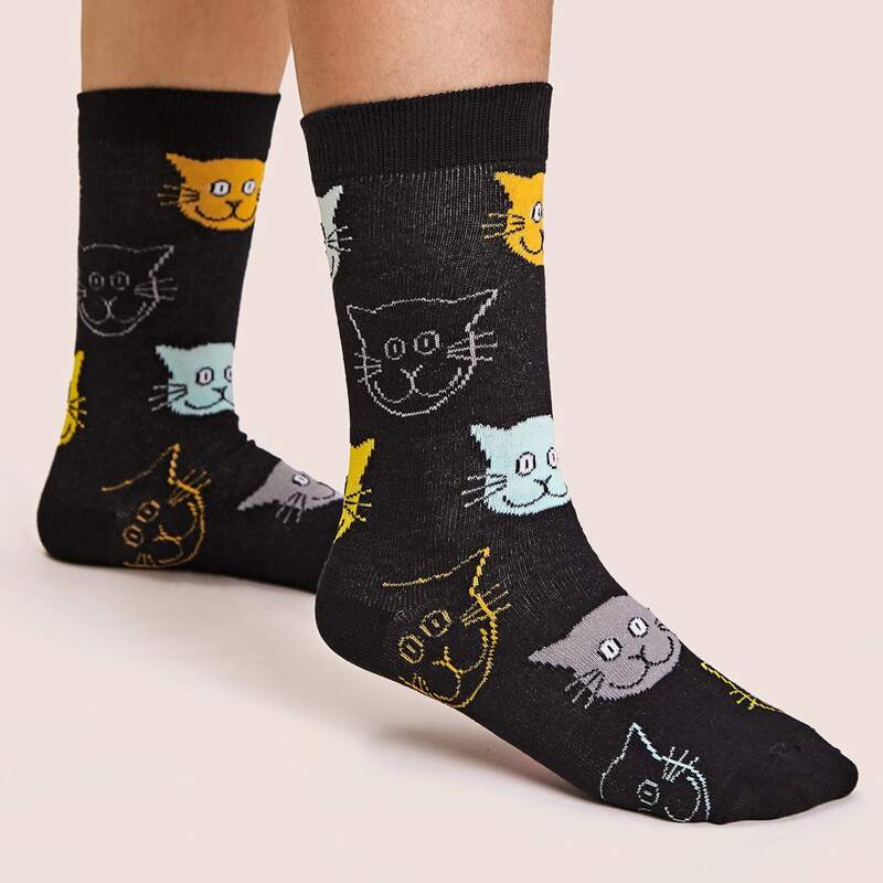

1pair Cartoon Graphic Socks, Multicolor