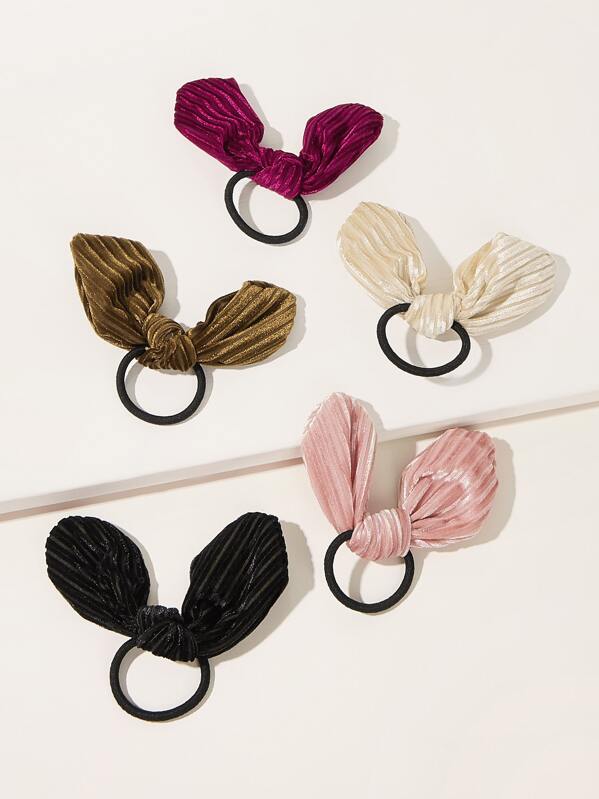 

5pcs Bow Knot Decor Hair Tie, Multicolor