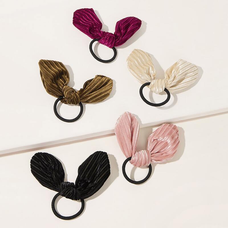 

5pcs Bow Knot Decor Hair Tie, Multicolor