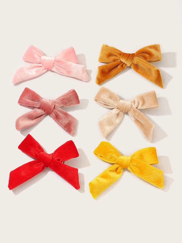

6pcs Toddler Girls Bow Knot Decor Hair Clip, Multicolor