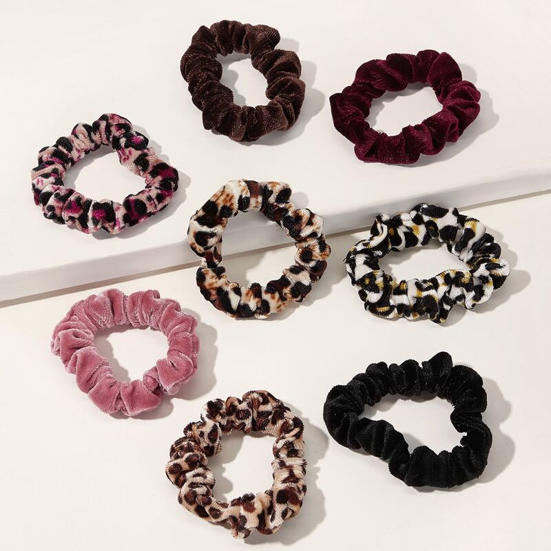 

8pcs Leopard Print Scrunchies, Multicolor