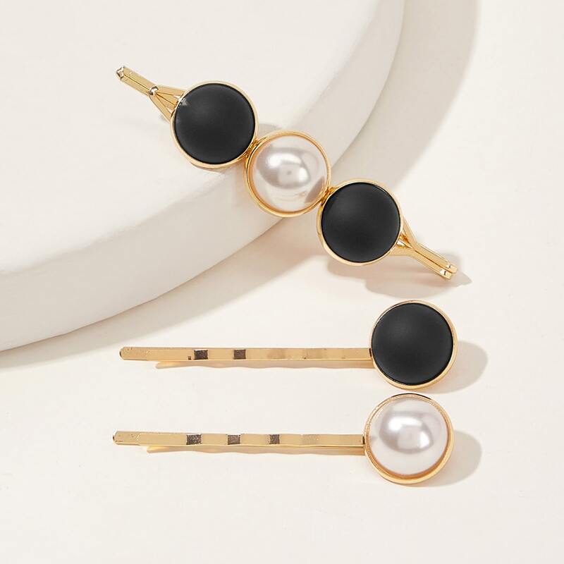 

3pcs Faux Pearl Decor Hair Clip, Multicolor