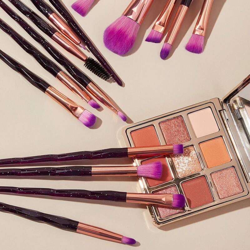 

15pcs Duo-fiber Twist Handle Makeup Brush Set, Multicolor