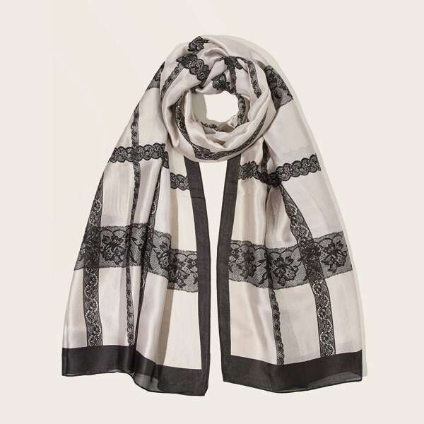 

Flower Lace Mesh Scarf, Multicolor