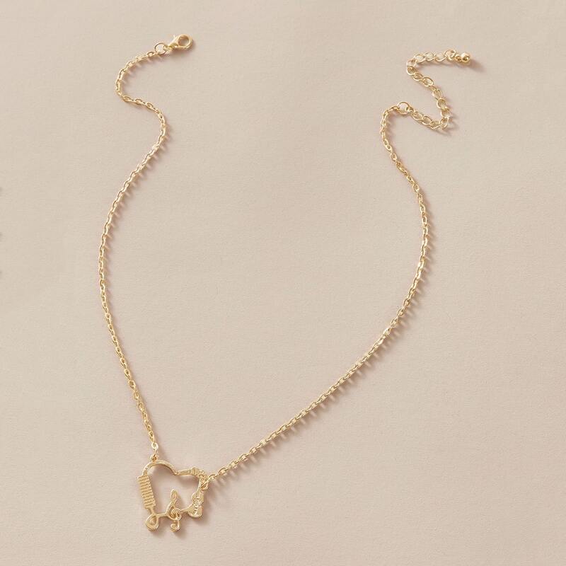 

1pc Music Note Charm Necklace, Gold