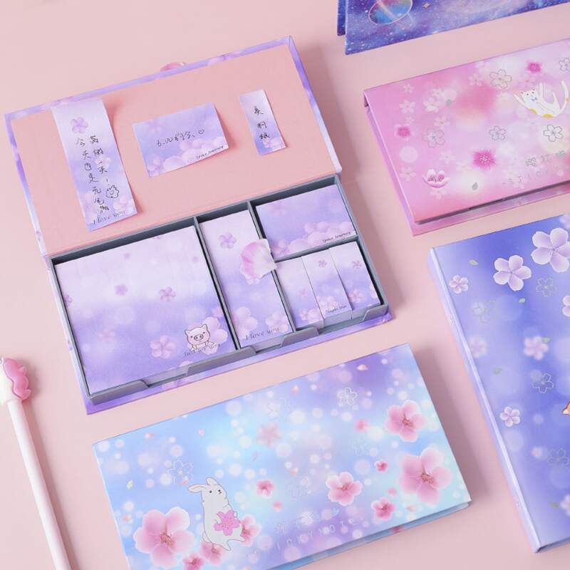 

1set Random Starry Sky & Sakura Print Sticky Note