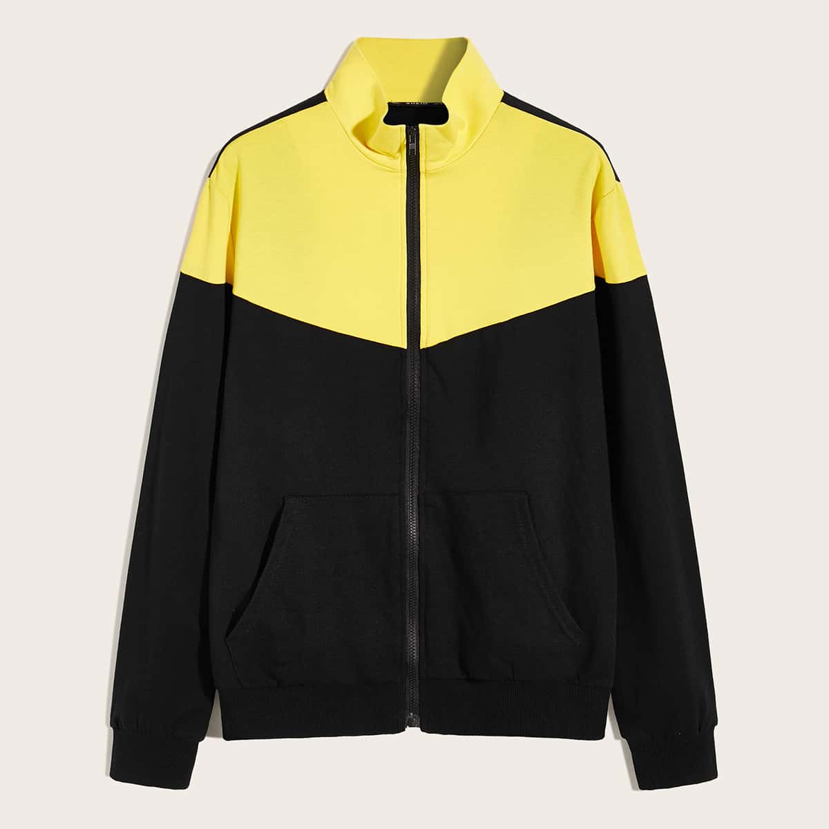 

Guys Two Tone Pocket Front Zip Up Sweatshirt, Black