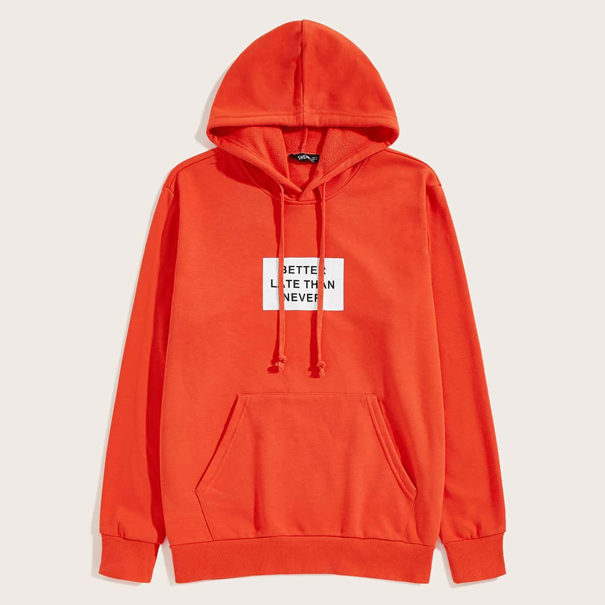 

Guys Slogan Graphic Pouch Pocket Hoodie, Orange bright