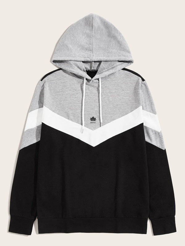 

Men Cut-and-sew Chevron Hoodie, Multicolor