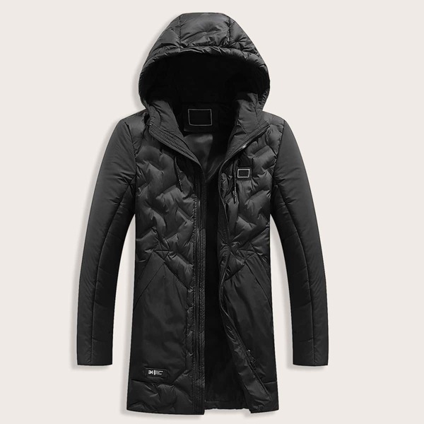 

Men Zip Up Hooded Puffer Coat, Black