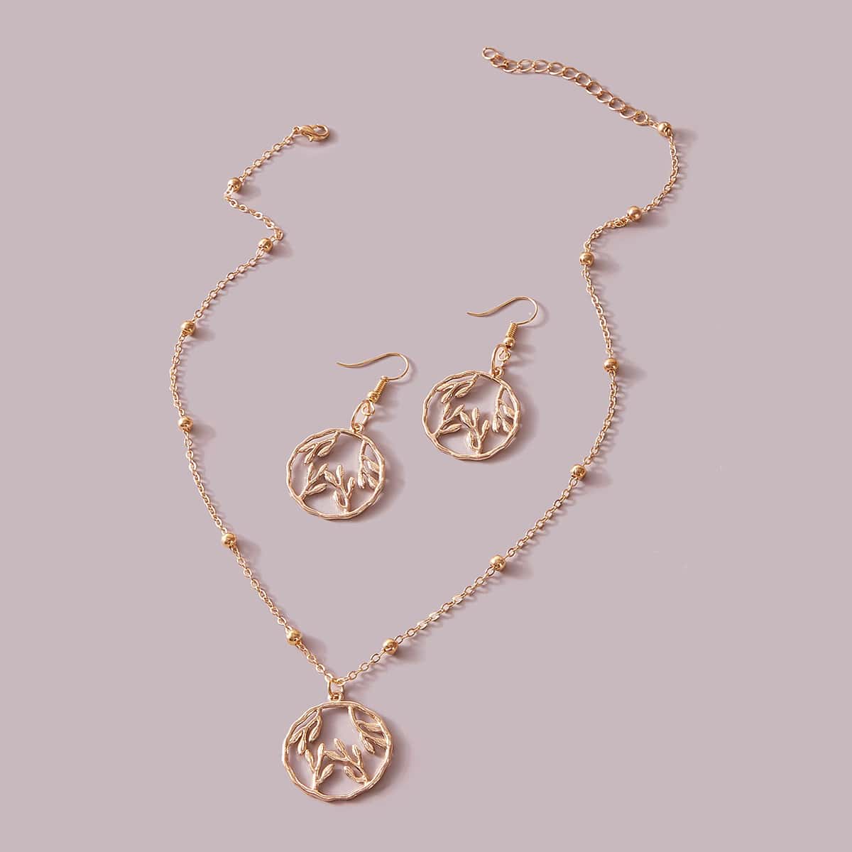 

3pcs Plant Drop Earrings & Charm Necklace