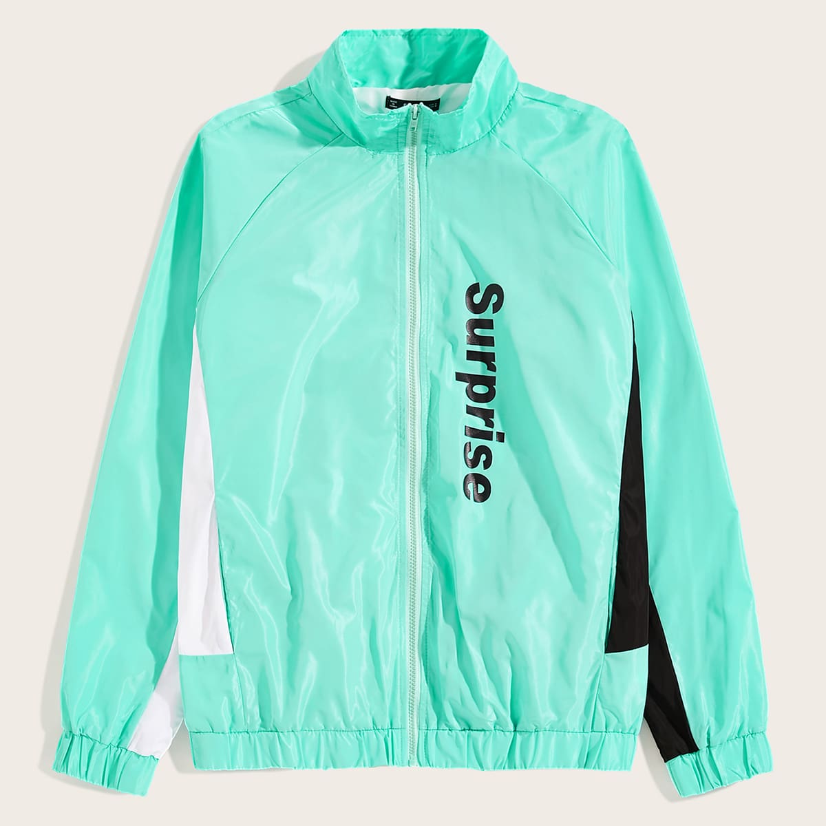 

Guys Letter Graphic Raglan Sleeve Windbreaker Jacket, Green bright
