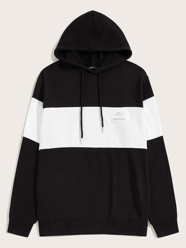

Men Patched Detail Two Tone Hoodie, Black