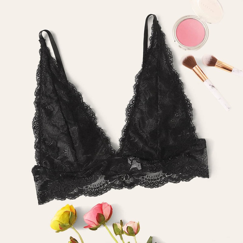 

Floral Lace Bralette, Black