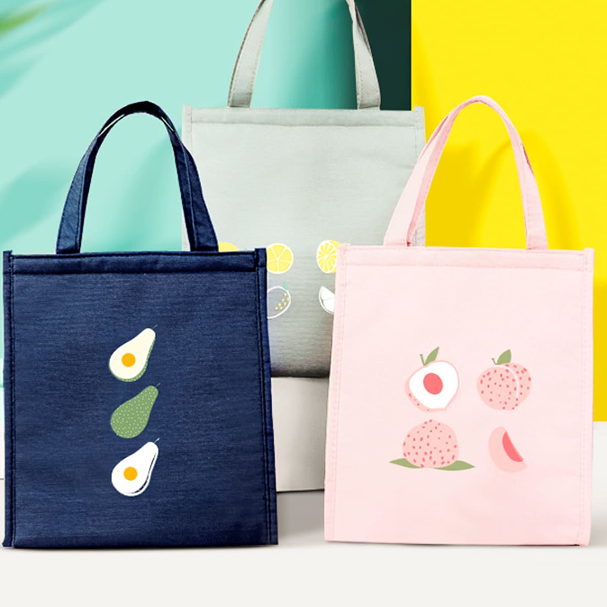

1pc Cute Fruit Print Portable Lunch Bag, Multicolor