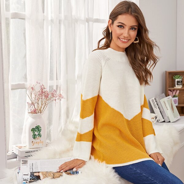 

Color Block Raglan Sleeve Sweater, Multicolor