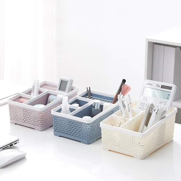 

1pc Multi-compartment Desktop Storage Basket, Multicolor