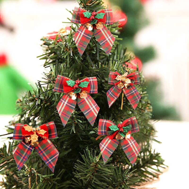 

1pc Christmas Plaid Bow-knot Hanging Ornament, Multicolor