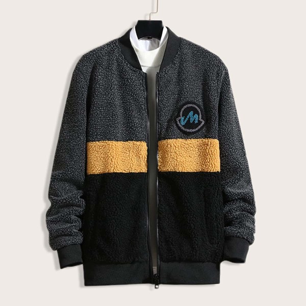 

Men Cut And Sew Zip Through Fleece Jacket, Multicolor