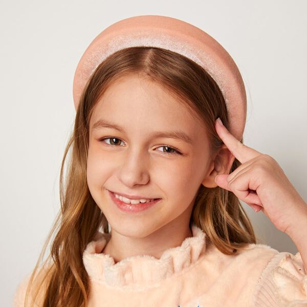 

1pcs Girls Solid Padded Headband, Pink