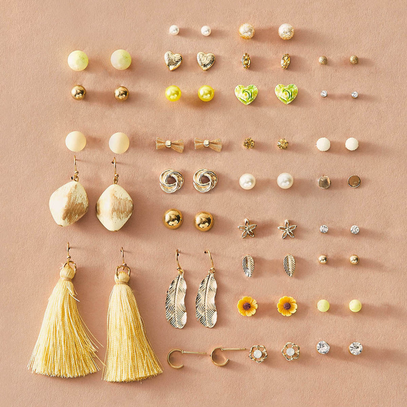 

30pairs Faux Pearl & Rhinestone Decor Earrings, Multicolor