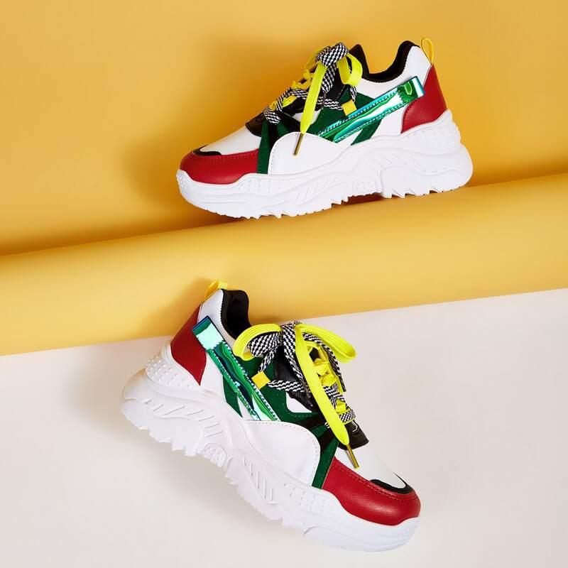 

Lace-up Front Chunky Sneakers, Multicolor
