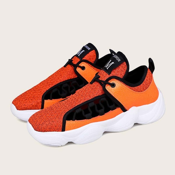 

Men Lace-up Front Wide Fit Sneakers, Orange