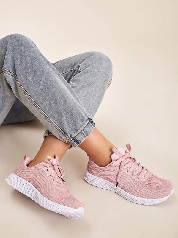 

Lace-up Front Wide Fit Sneakers, Pink