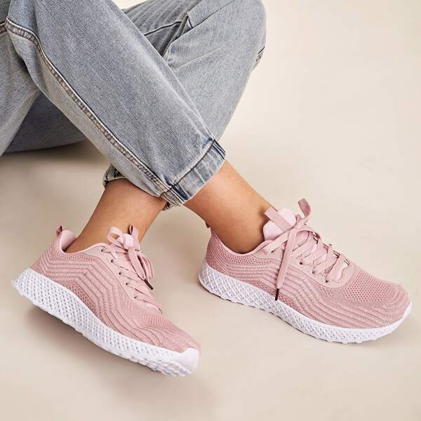 

Lace-up Front Wide Fit Sneakers, Pink
