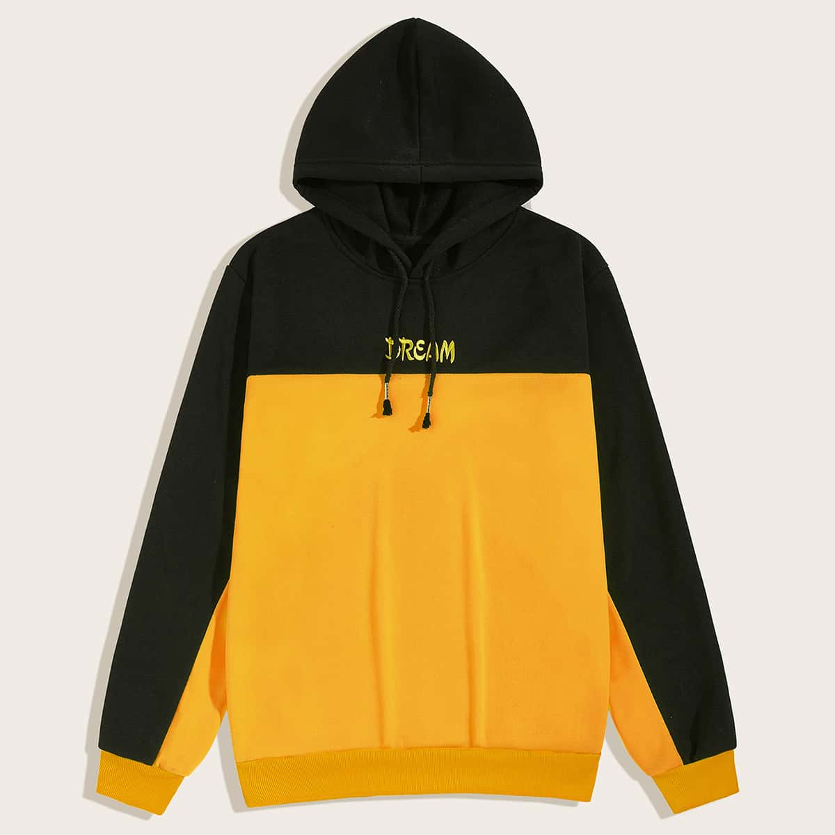 

Guys Two Tone Letter Embroidery Hoodie, Multicolor