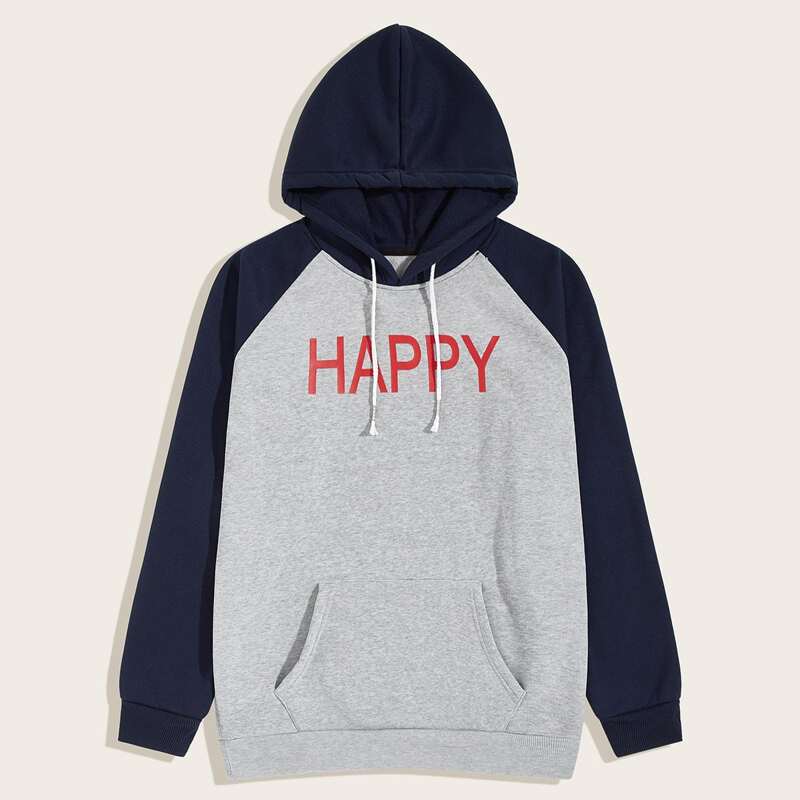 

Guys Letter Graphic Raglan Sleeve Hoodie, Multicolor