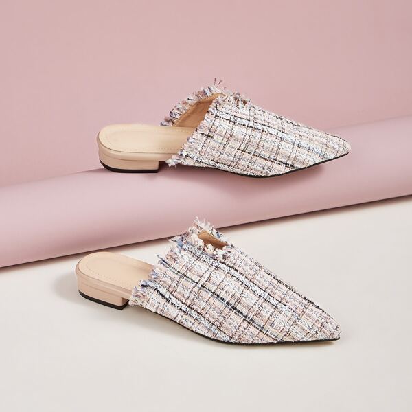 

Raw Trim Cut Out Detail Flat Mules, Multicolor