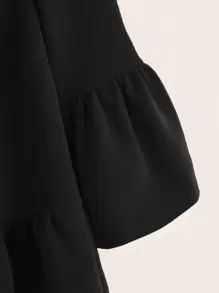 SHEIN Smockad Topp med Svallande ärmar - Svart - Visa 4