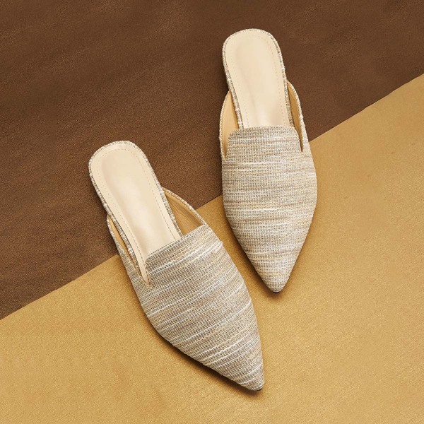 

Point Toe Loafers Mules, Khaki