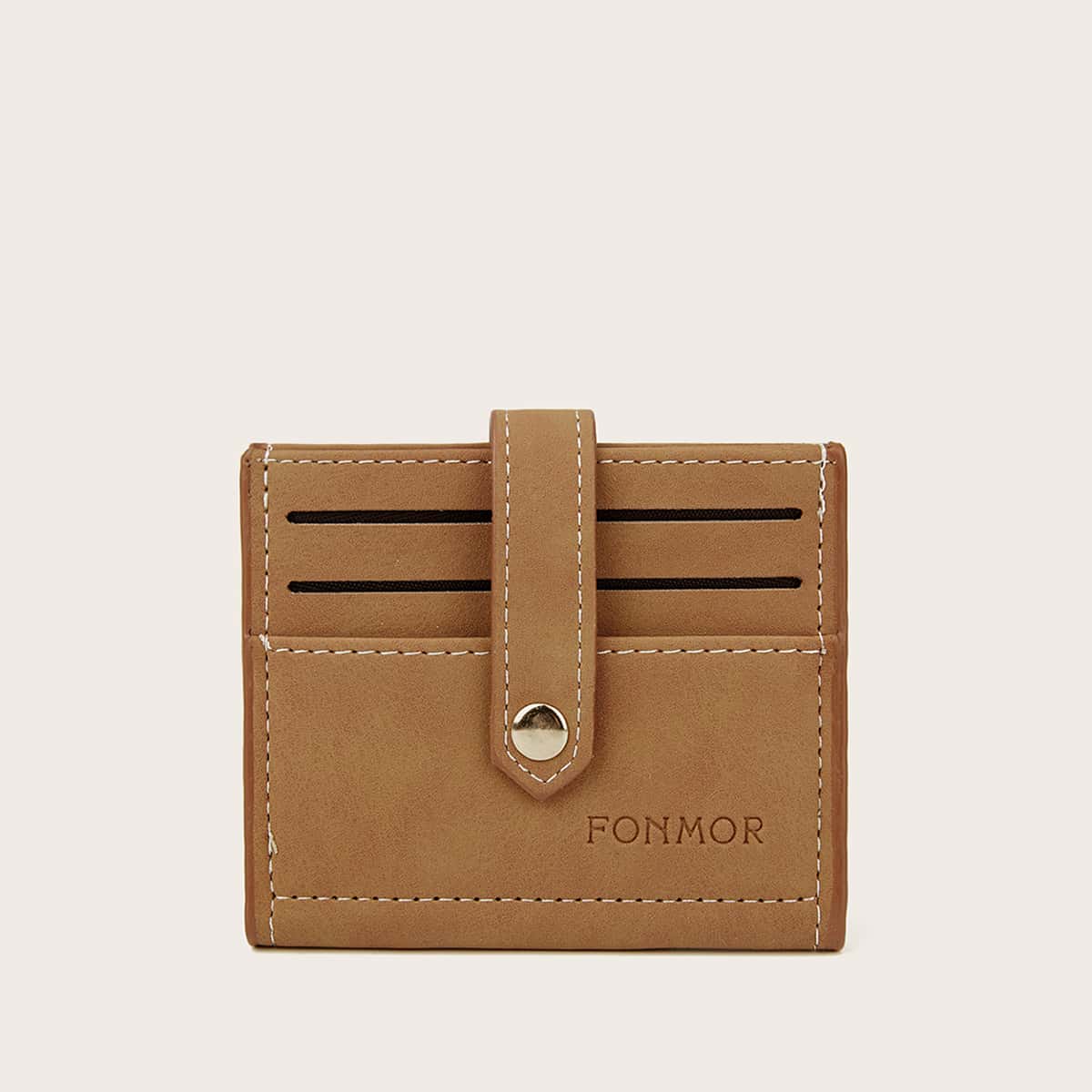 

Letter Embossed Card Case, Brown