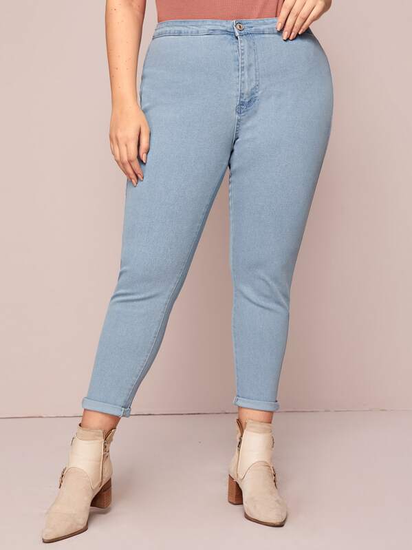 

Plus Bleach Wash Skinny Jeans, Blue, Nora