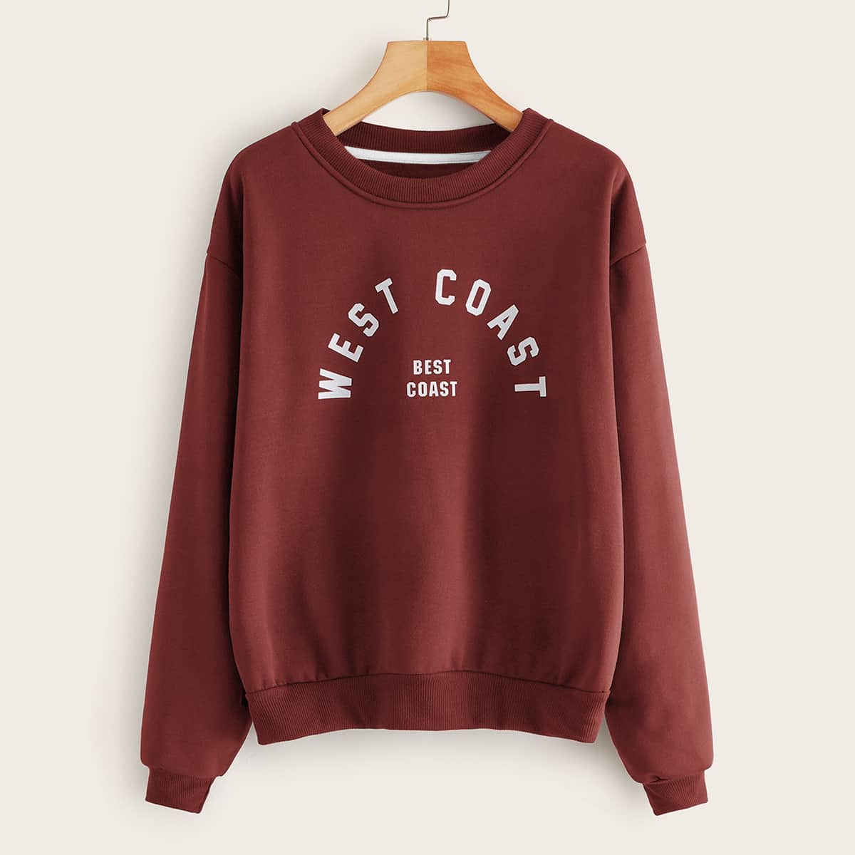

Letter Graphic Drop Shoulder Sweatshirt, Burgundy