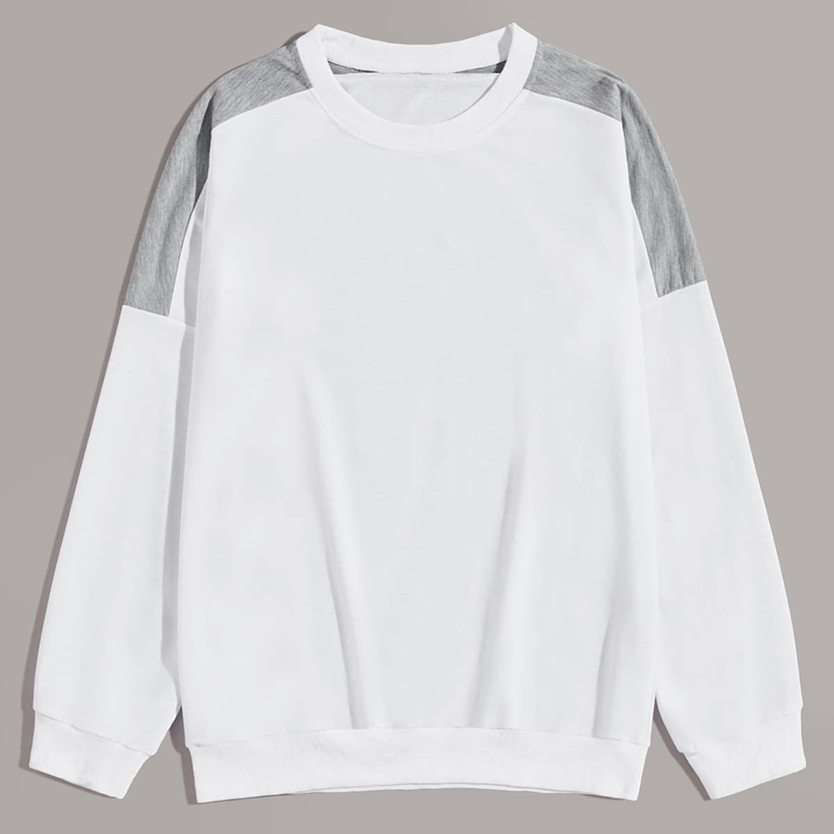 

Guys Drop Shoulder Contrast Panel Sweatshirt, White