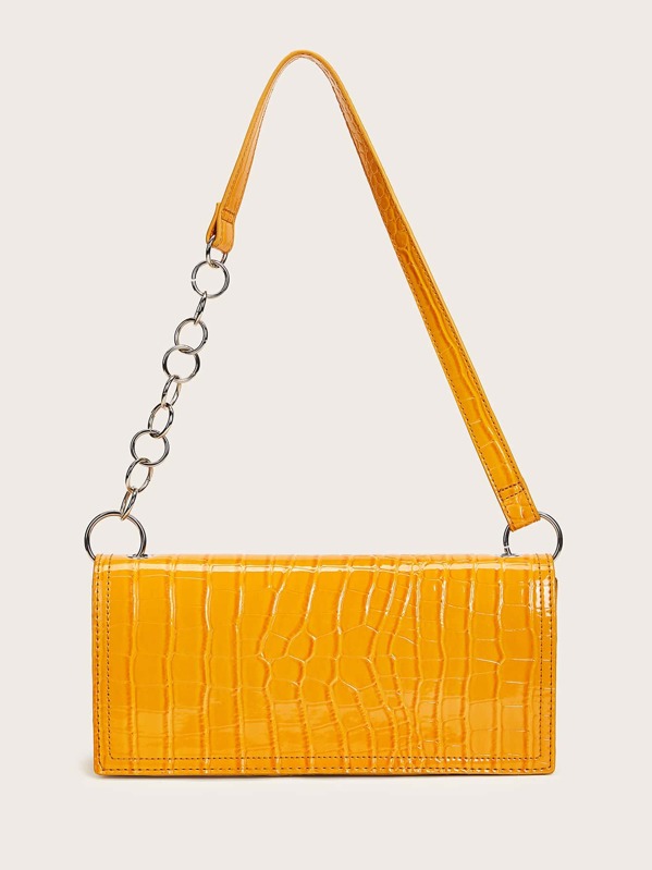 

Croc Embossed Baguette Bag, Yellow
