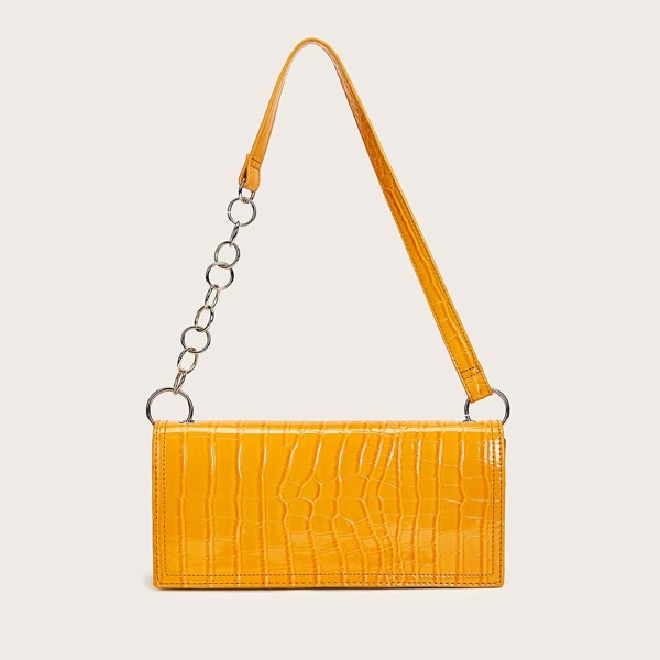 

Croc Embossed Baguette Bag, Yellow bright