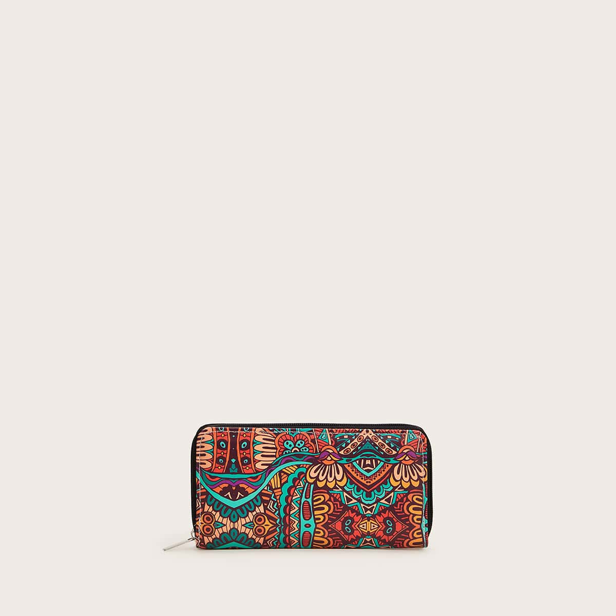 

Tribal Graphic Zip Around Purse, Multicolor