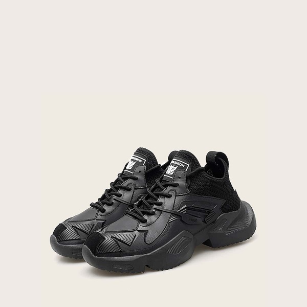 

Men Lace-up Front Chunky Sneakers, Black