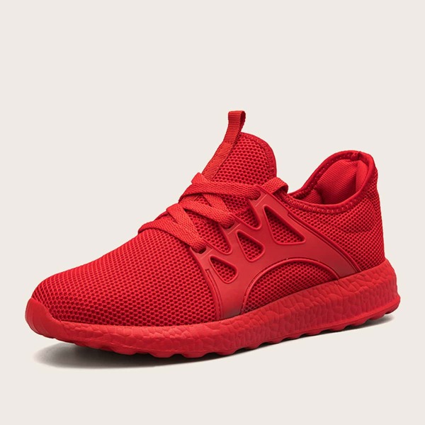 

Men Lace-up Front Wide Fit Sneakers, Red